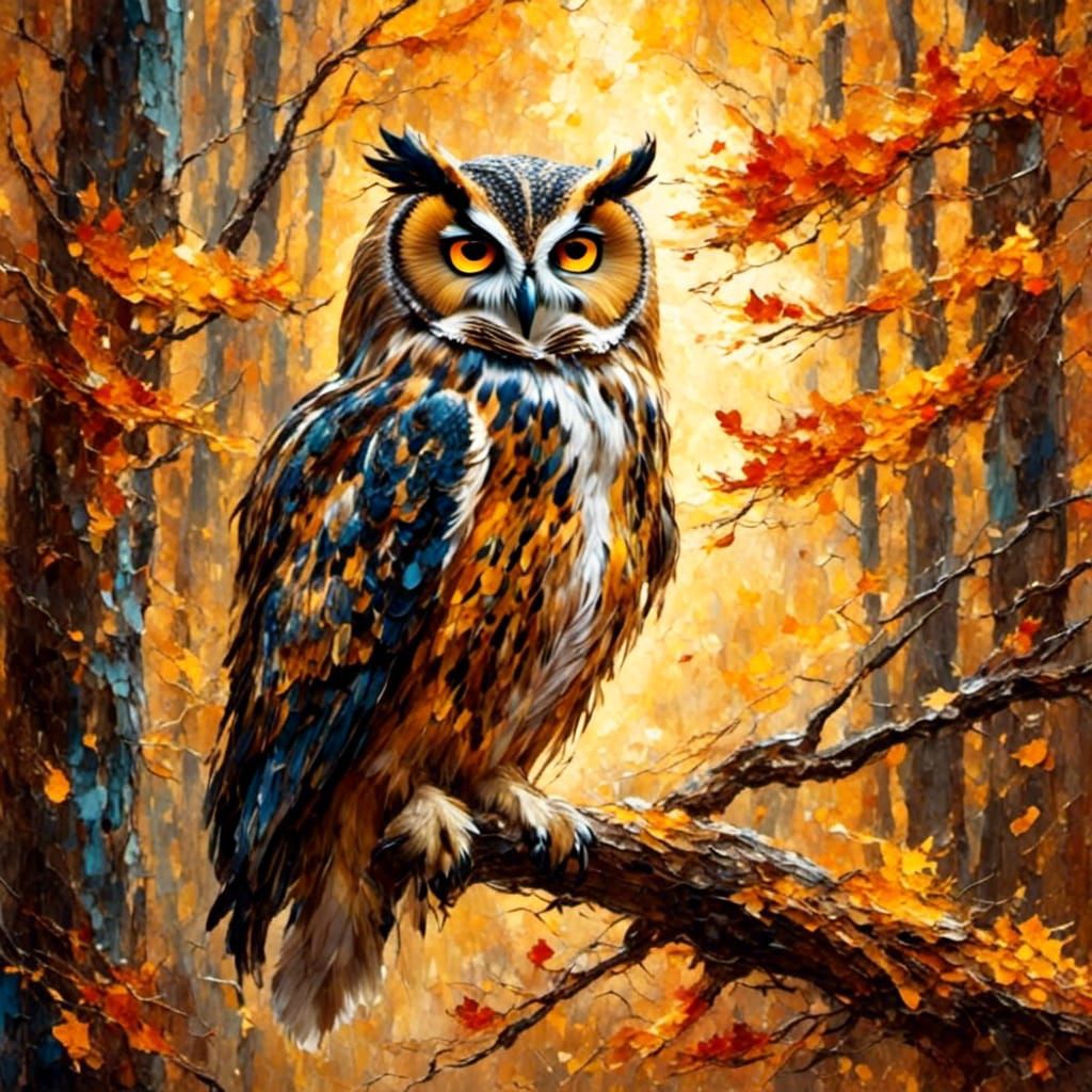 an autumn forest owl