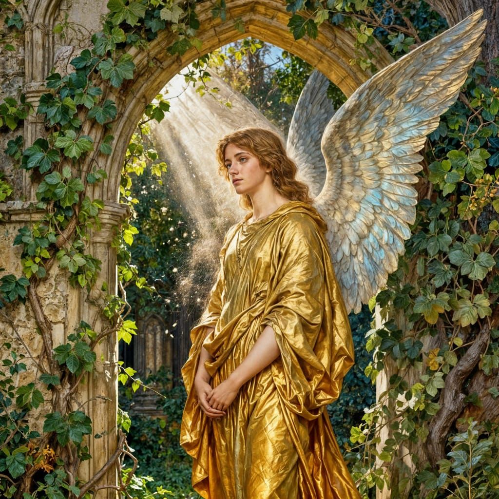 Pre-Raphaelite Angel with Flowing Robes