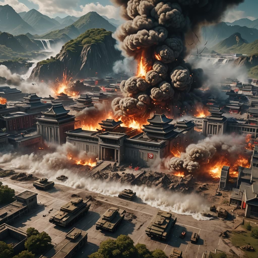 AI-Rendered Destruction of North Korea: Matte Painting