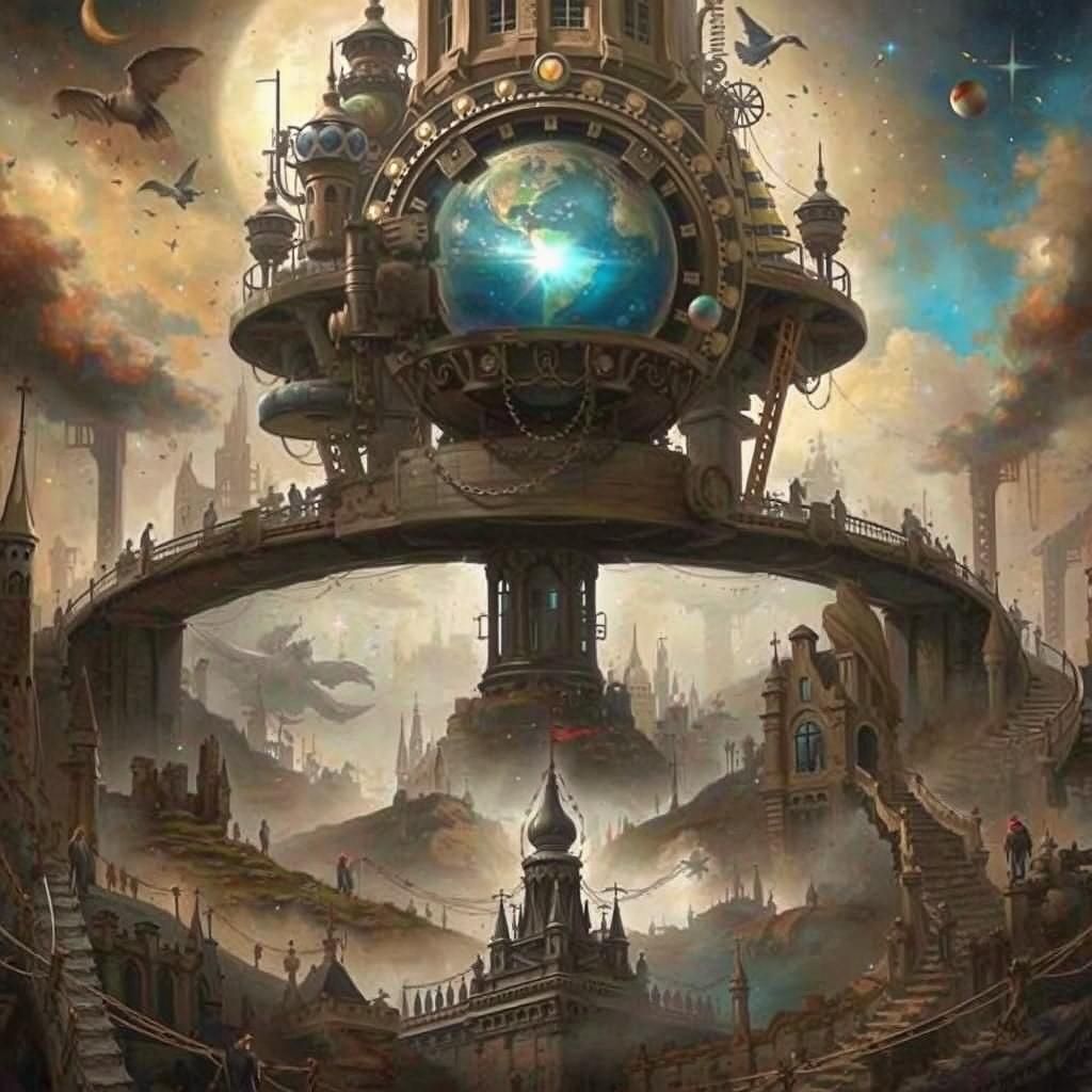 Surreal Steampunk Fantasy in Alcohol Ink and Oil