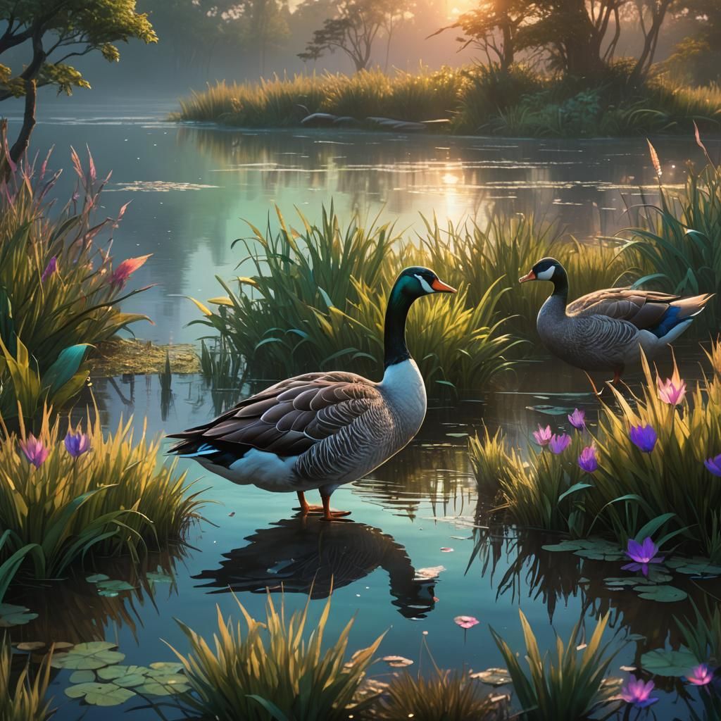 Goose Prince in Wetland: Fantasy Concept Art