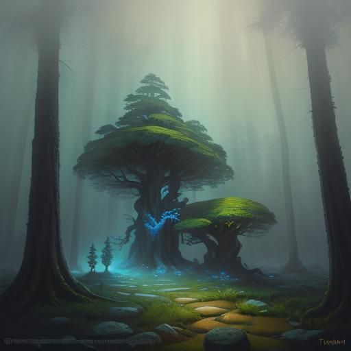 Ethereal Fantasy Stone Music Instrument in Forest