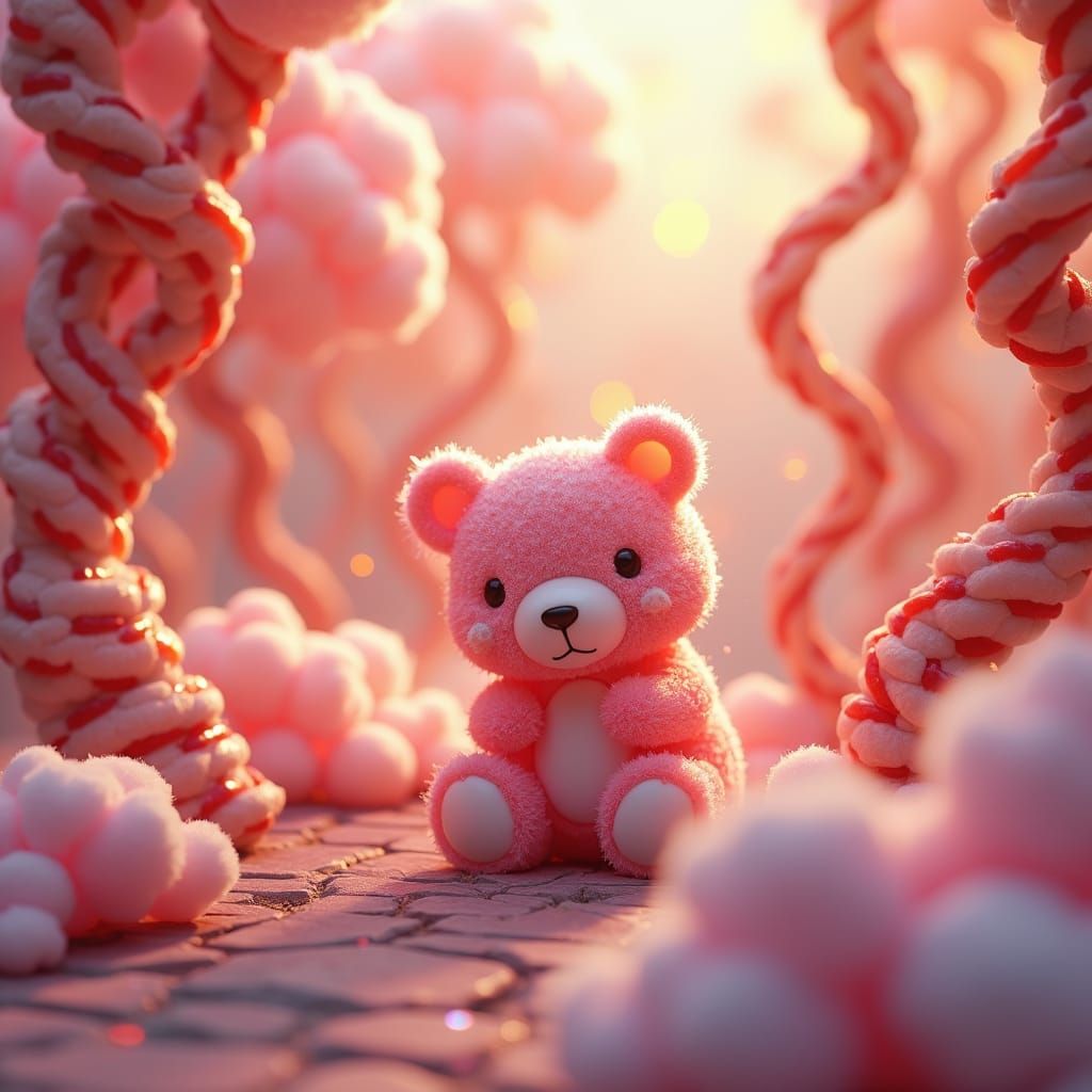 Cuddly Candy Bear in a Fantastical Landscape