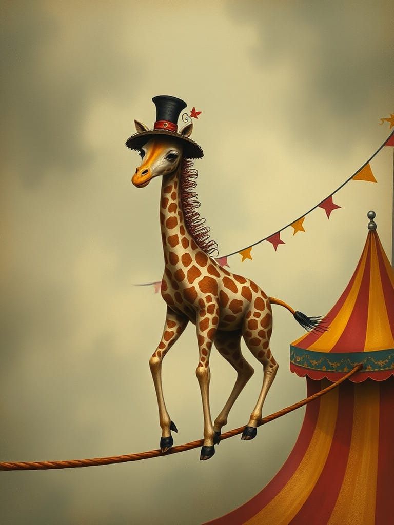 Ethereal Circus Giraffe Performs Highwire Act in Melancholic...