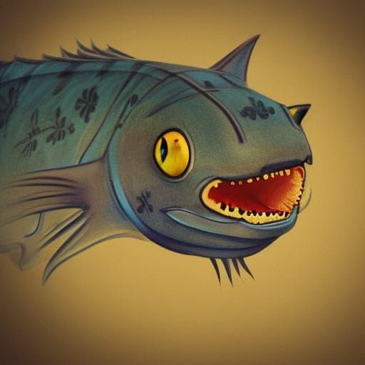 Fantastical Catfish Hybrid in Detailed Matte Painting