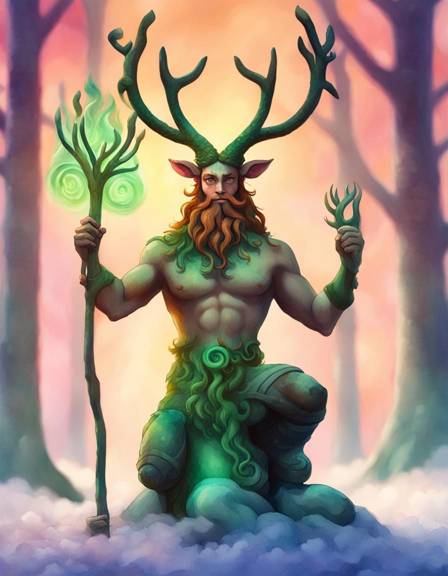 Cernunnos at Imbolc: 3D Digital Watercolor