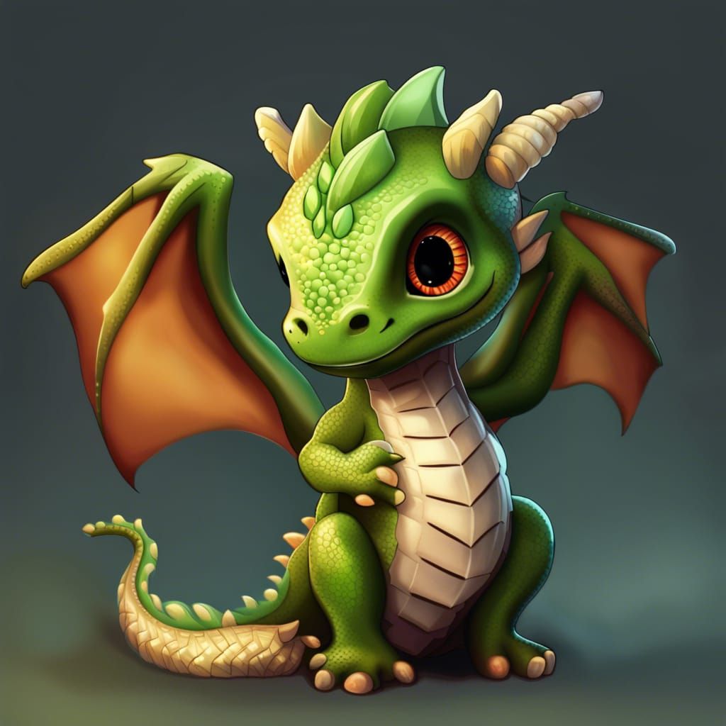 Cute Baby Dragon Illustration