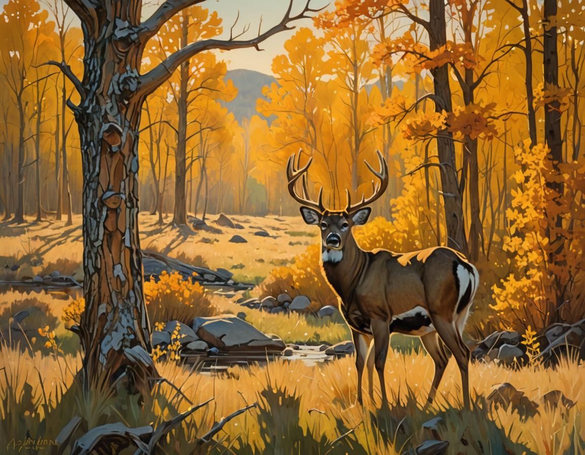 Whitetail Buck in Morning Light: Hennings-Inspired Painting