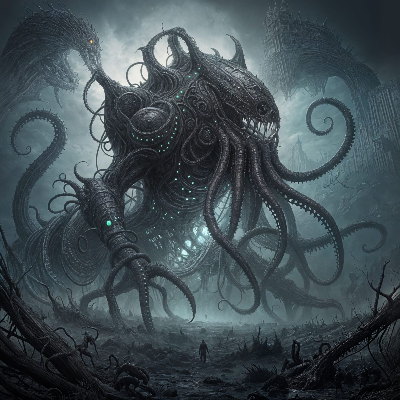 Lovecraftian Tentacle Monster in Dark Souls Style