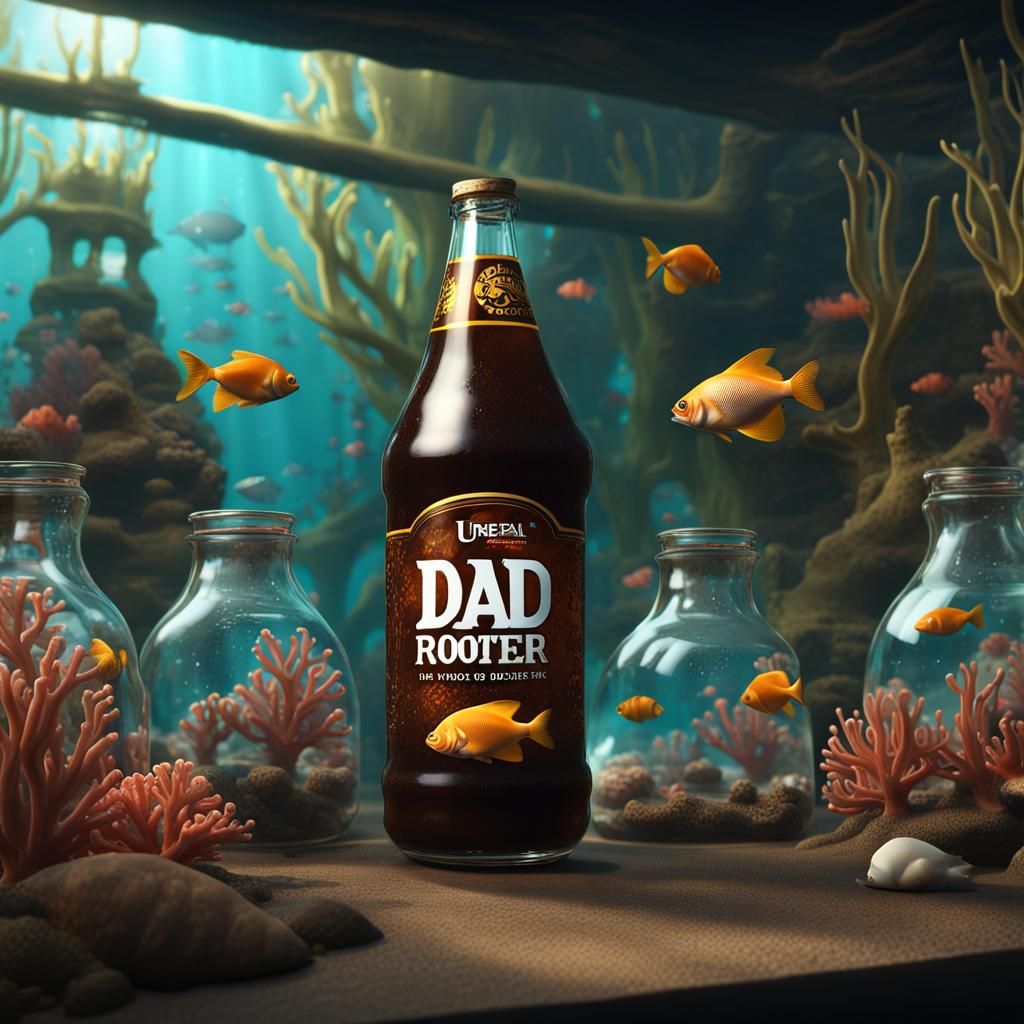 Exotic Fish and Root Beer Bottles in Coral Reef