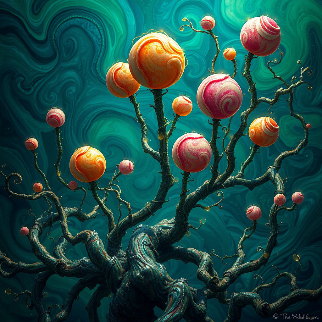 Candy Tree in a Surreal Fantasy Landscape