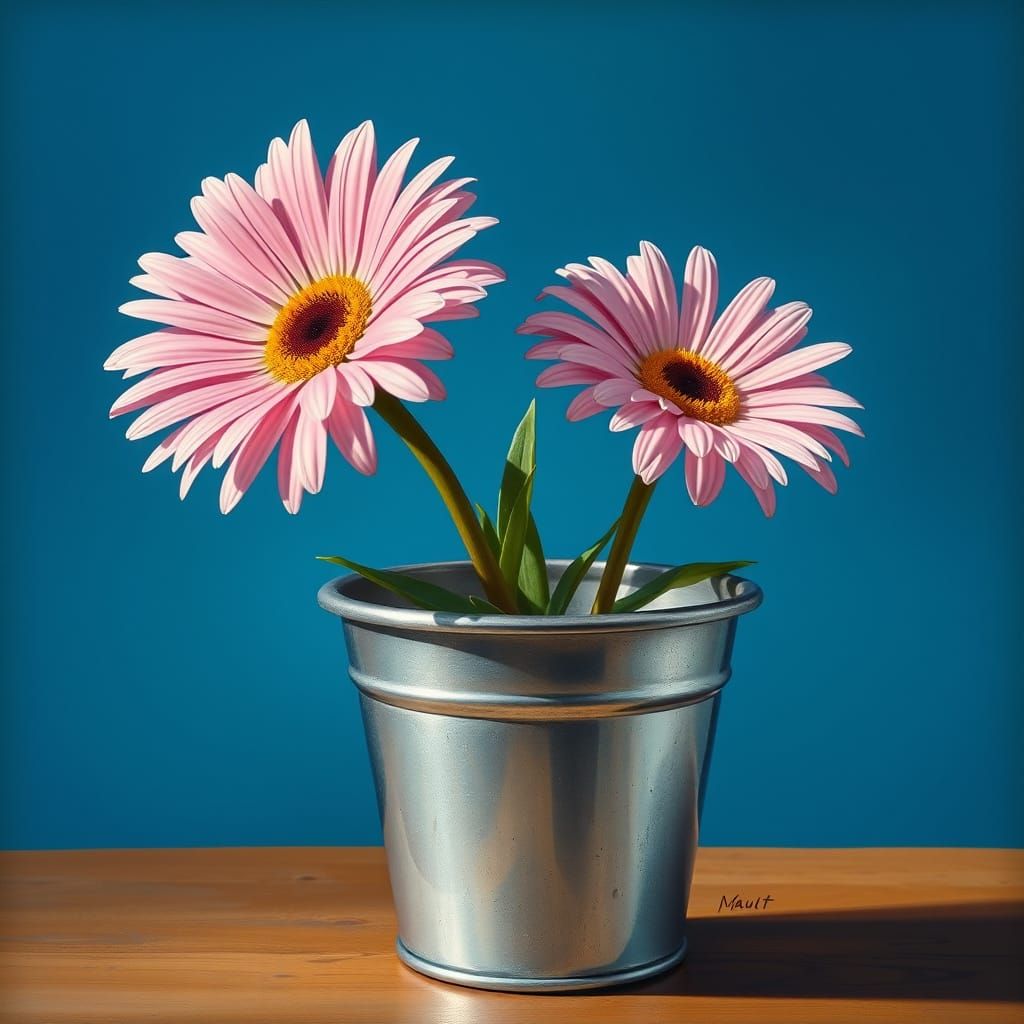 Daisies in Pot: George Ault Inspired Floral Art