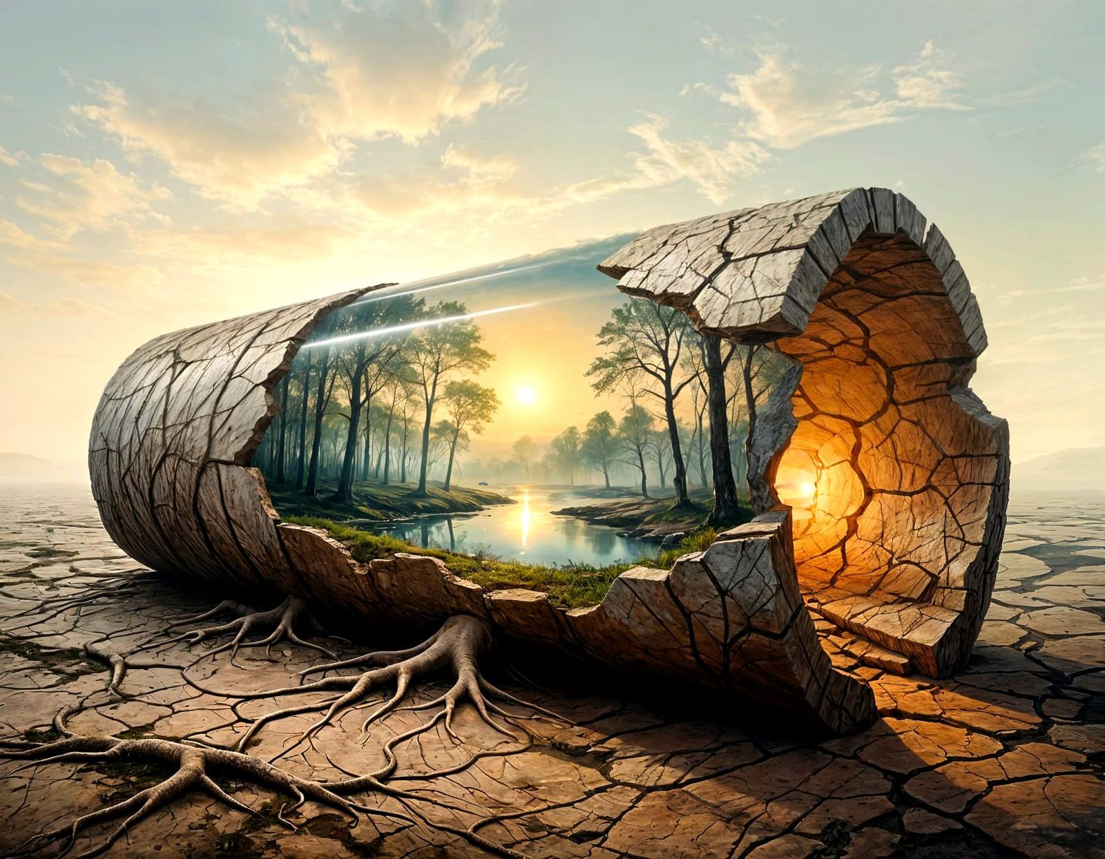 Eroded Fossil Reveals Inner Worlds in Oxidized Realism