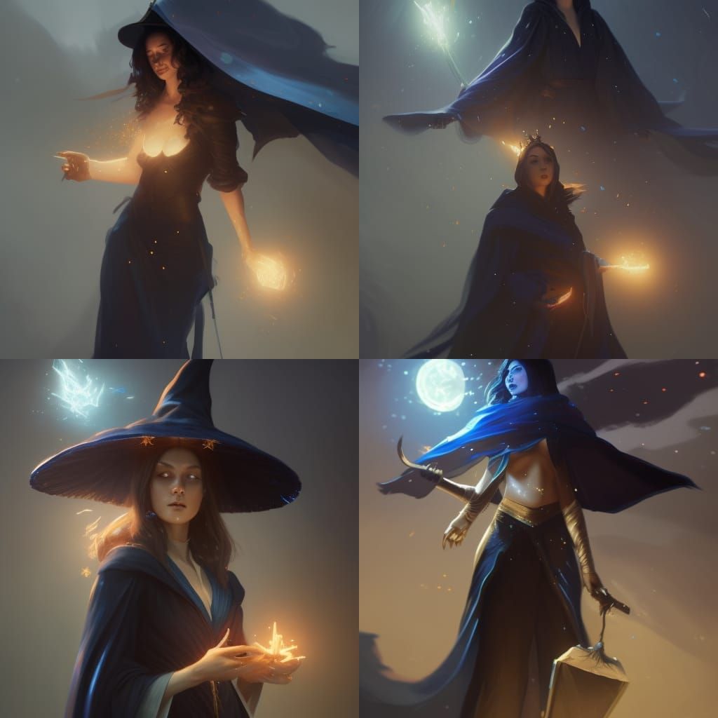 Seider Witch in Starry Robes: Dark Fantasy Art