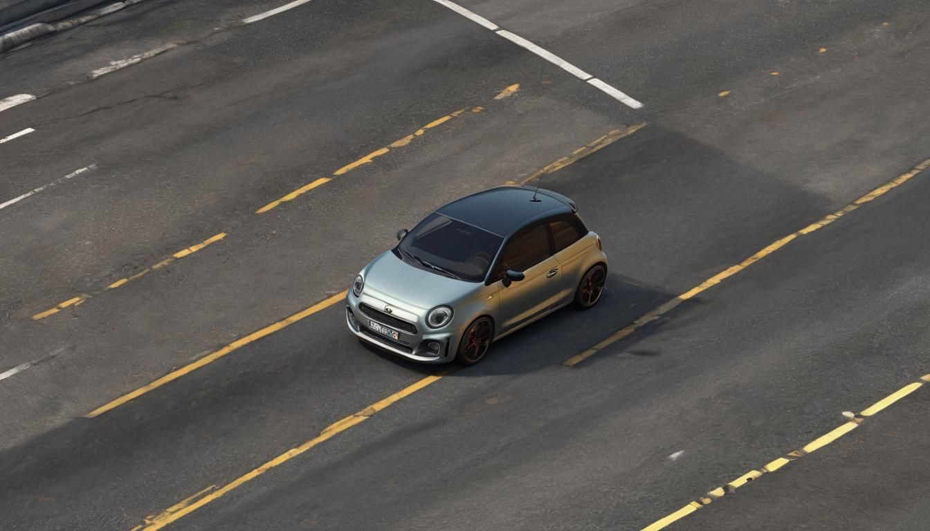 Hyperrealistic Small Car on Road in 4K