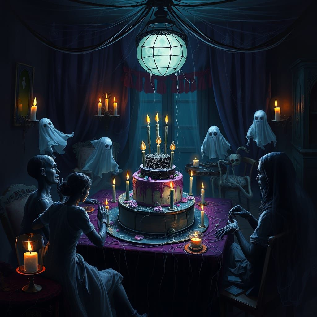 Spooky Birthday Celebration with Haunted Cakes and Ghostly G...