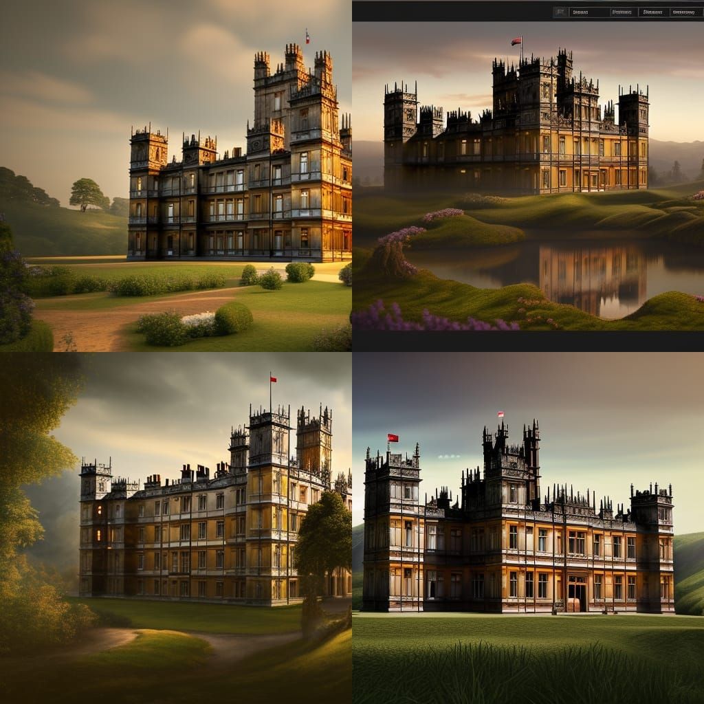 Downton Abbey Castle: Detailed Matte Painting