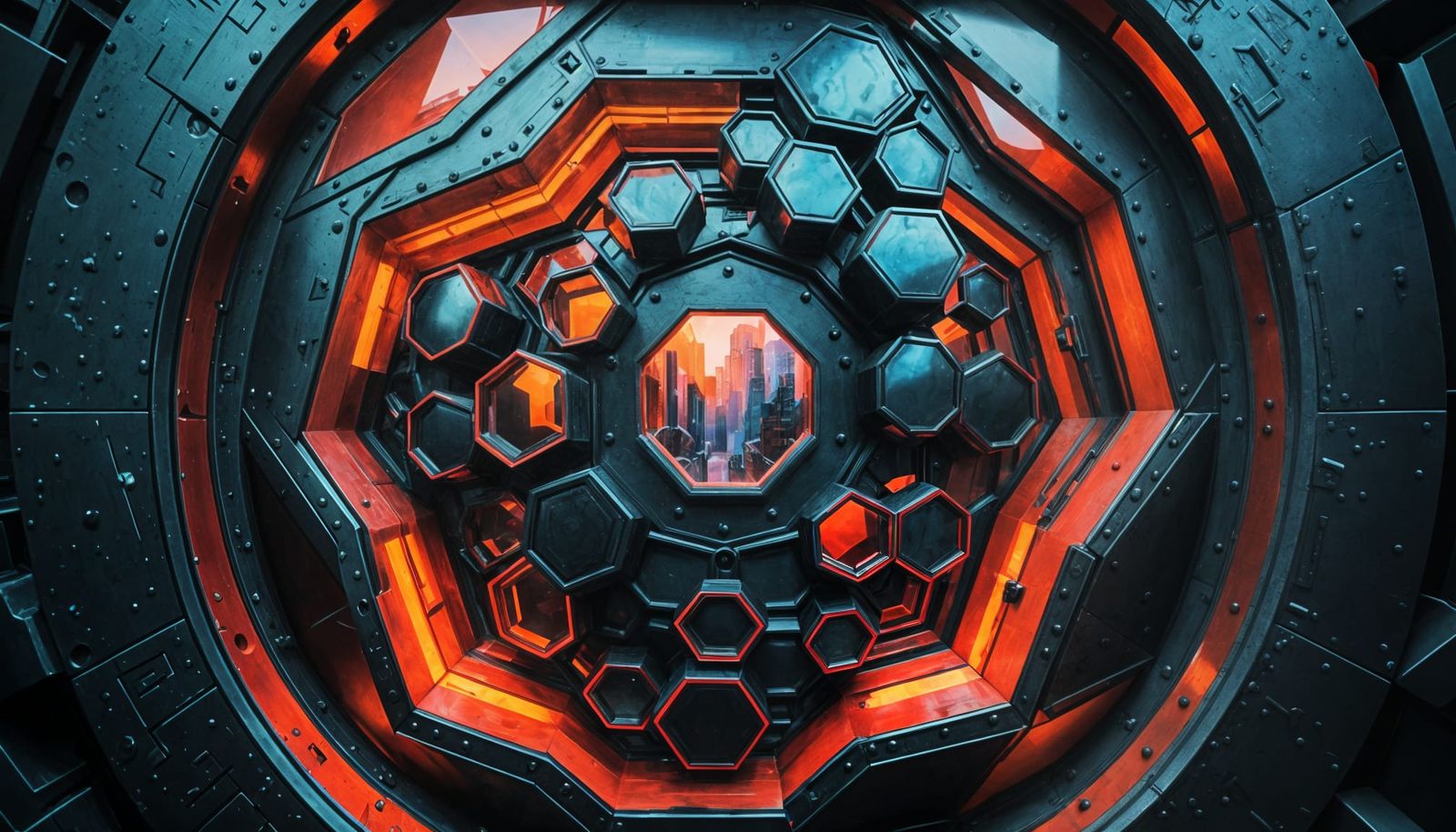 Ominous Hexagon Door in Hyperdetailed 3D