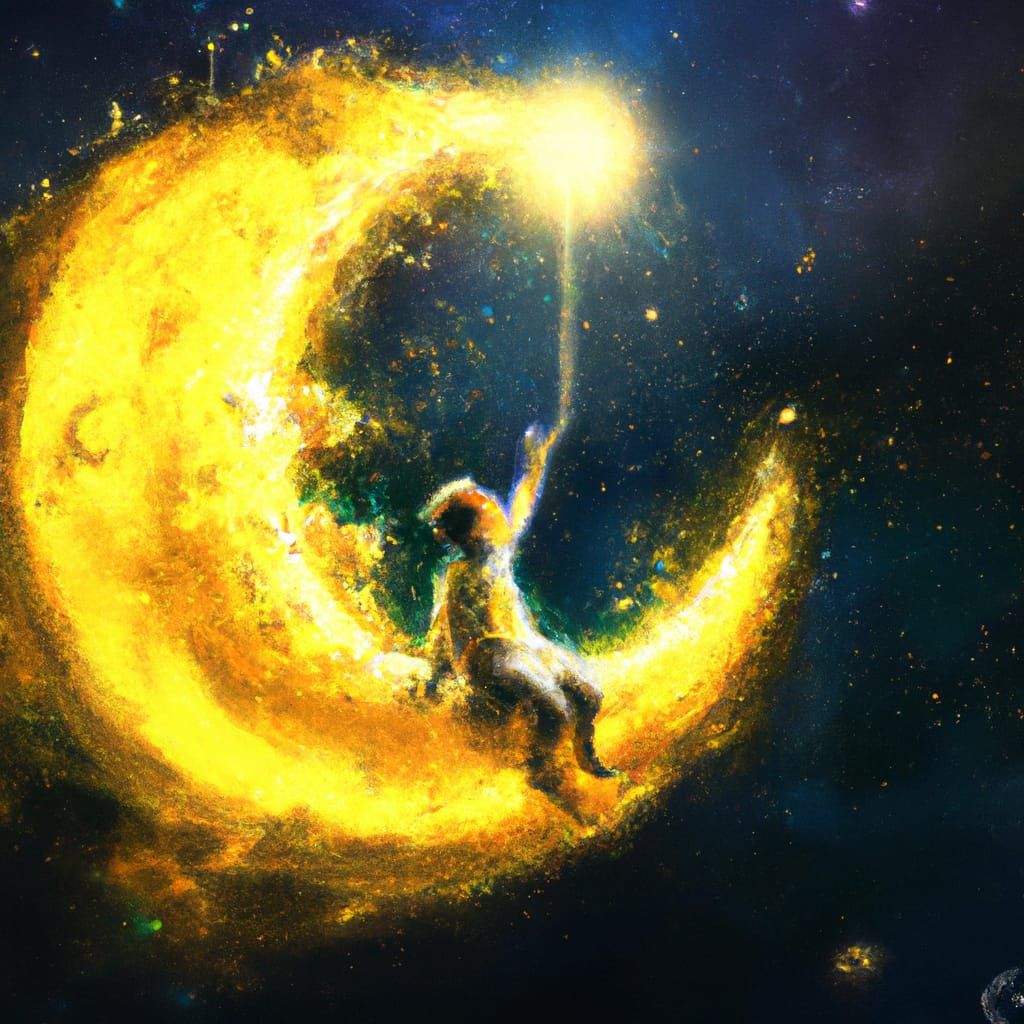 Boy Reaching for Stars in Rembrandt Style