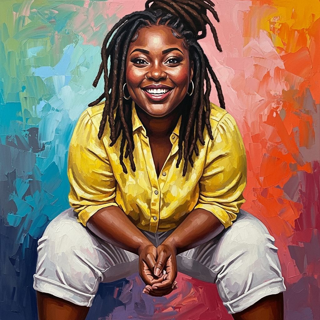 Vibrant Oil Portrait of a Smiling Black Woman