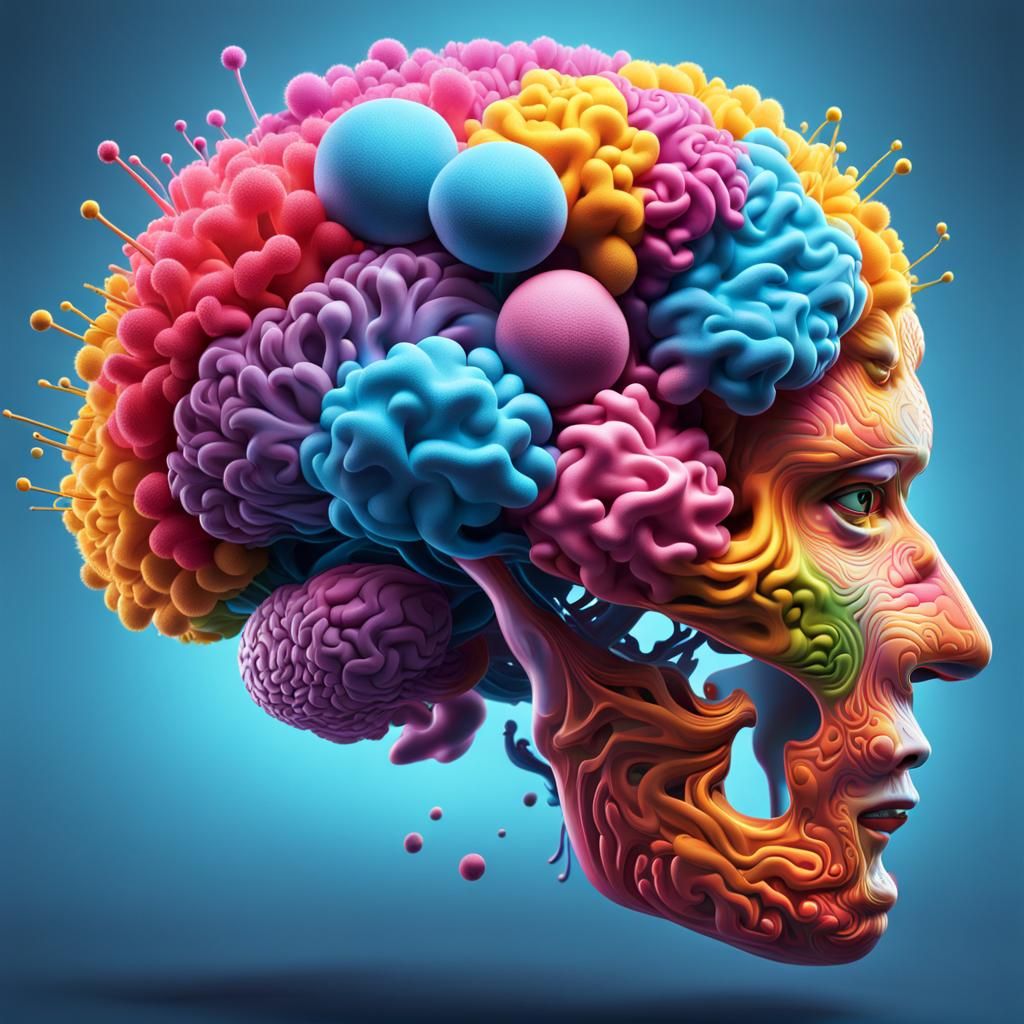 Fluffy AI Brain in Hyperrealistic 3D