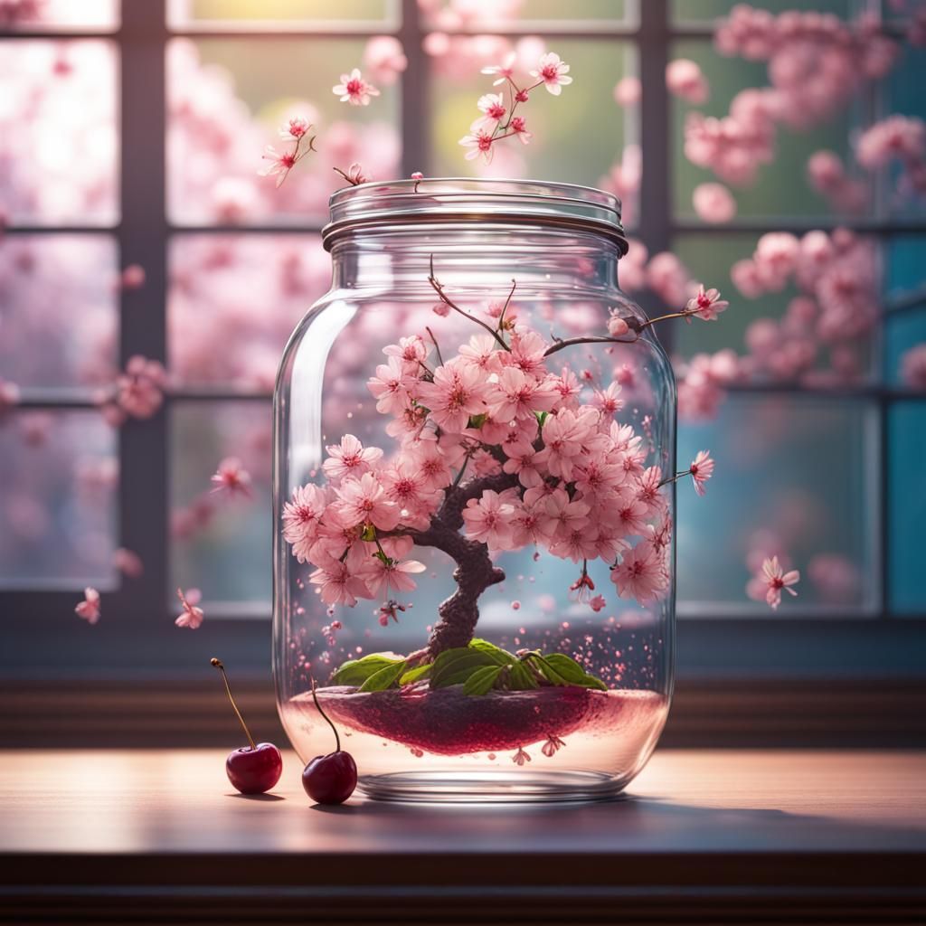 cherry blossom in a jar