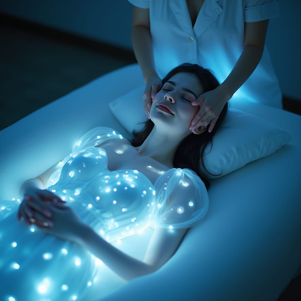 Woman Receives Energy Massage in Ethereal Style