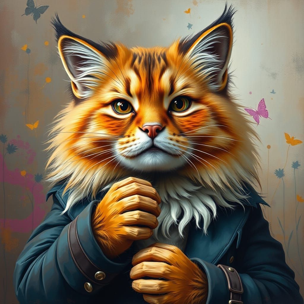 Philosophical Furry in Abstract Color Harmony