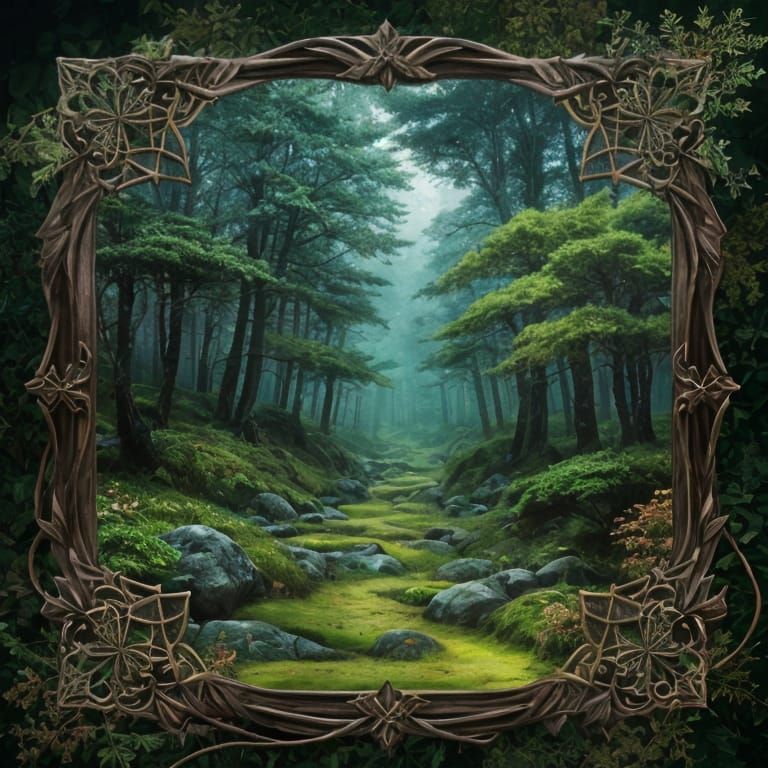 Ethereal Origami Tree in Whimsical Fantasy Forest