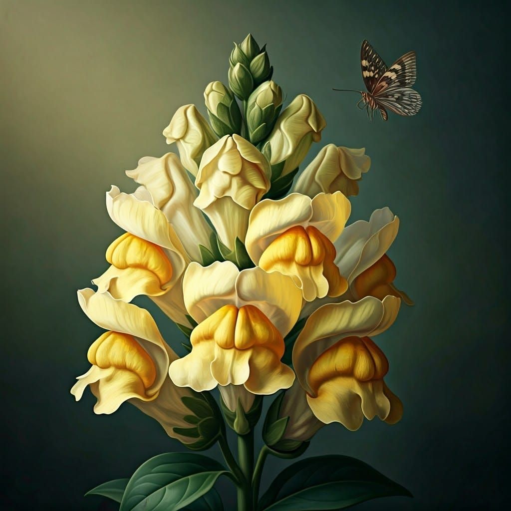 Hyperrealistic Yellow Snapdragon in Baroque Style