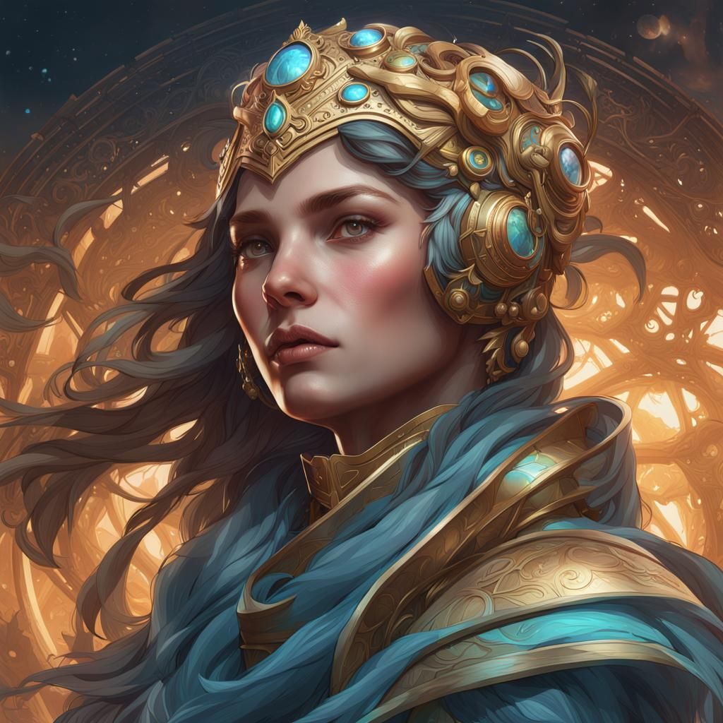 Celestial Vanguard Portrait in Hyperdetailed Style