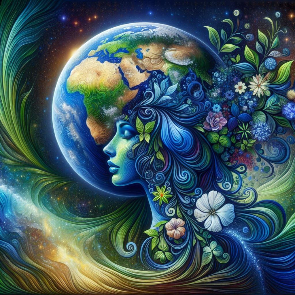 Middle-Eastern Earth Mother in Hyper Impressionism