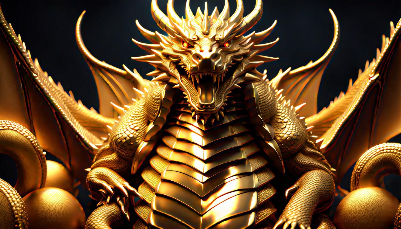 Gold Dragon God in Hyper Detailed CGI