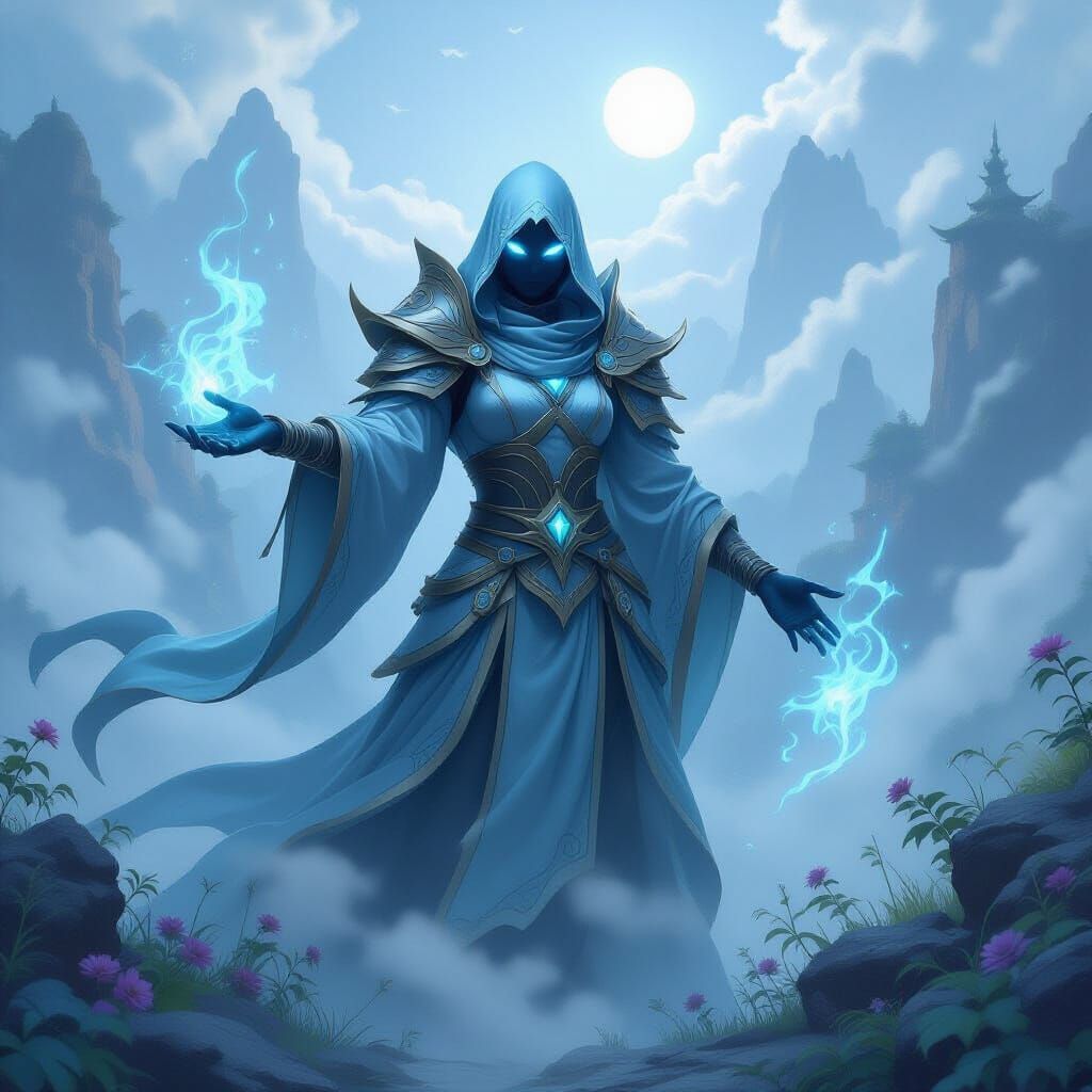 Ethereal League of Legends Champion in Dream Landscape