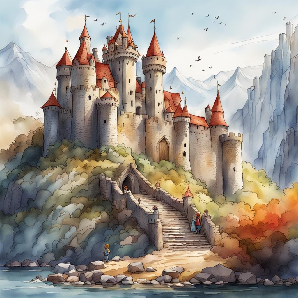 Watercolor Castle Illustration for Children's Book