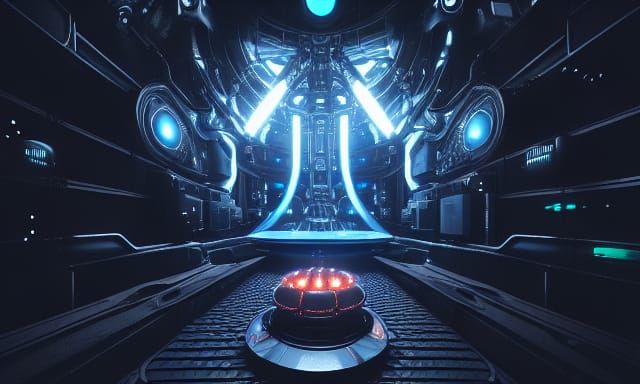 Cyberpunk Reactor Core in Dystopian Biopunk Lab