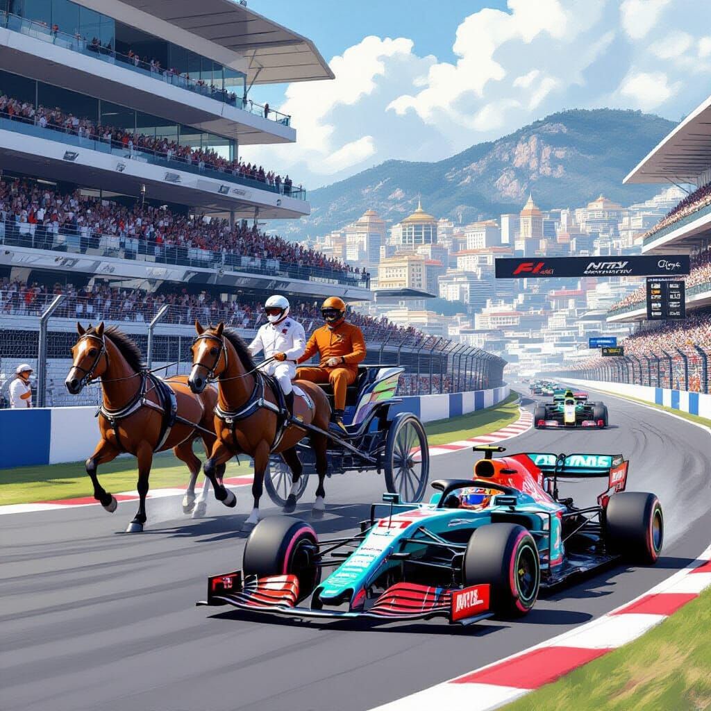 Ancient Chariot Races F1 Car in Monaco Grand Prix