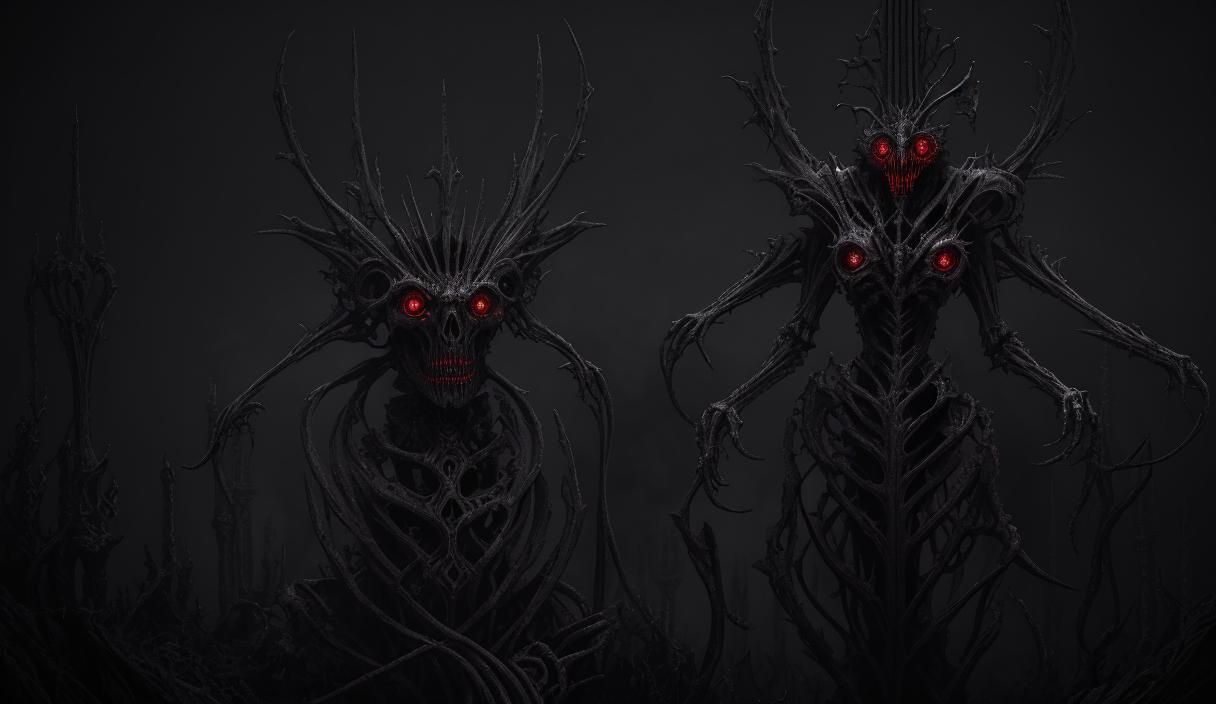 Biomechanical Figure in Gothic Cathedral, Dark Surrealism