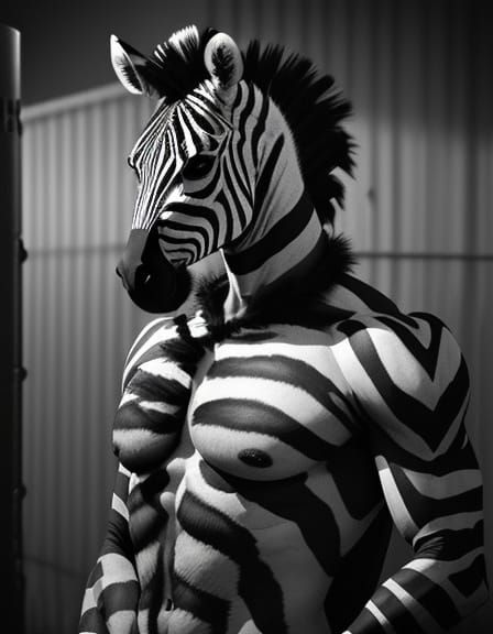 Muscular Zebra's Romantic Moment