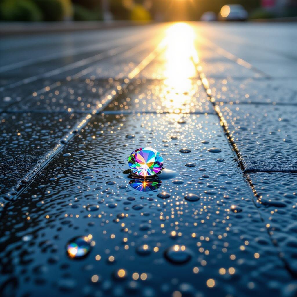 Rainbow Raindrops in Early Sunlight: Japanese Aesthetic