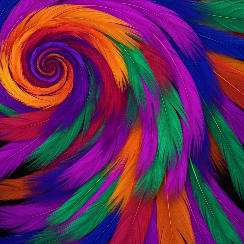 Iridescent Feathers in a Psychedelic Dreamscape