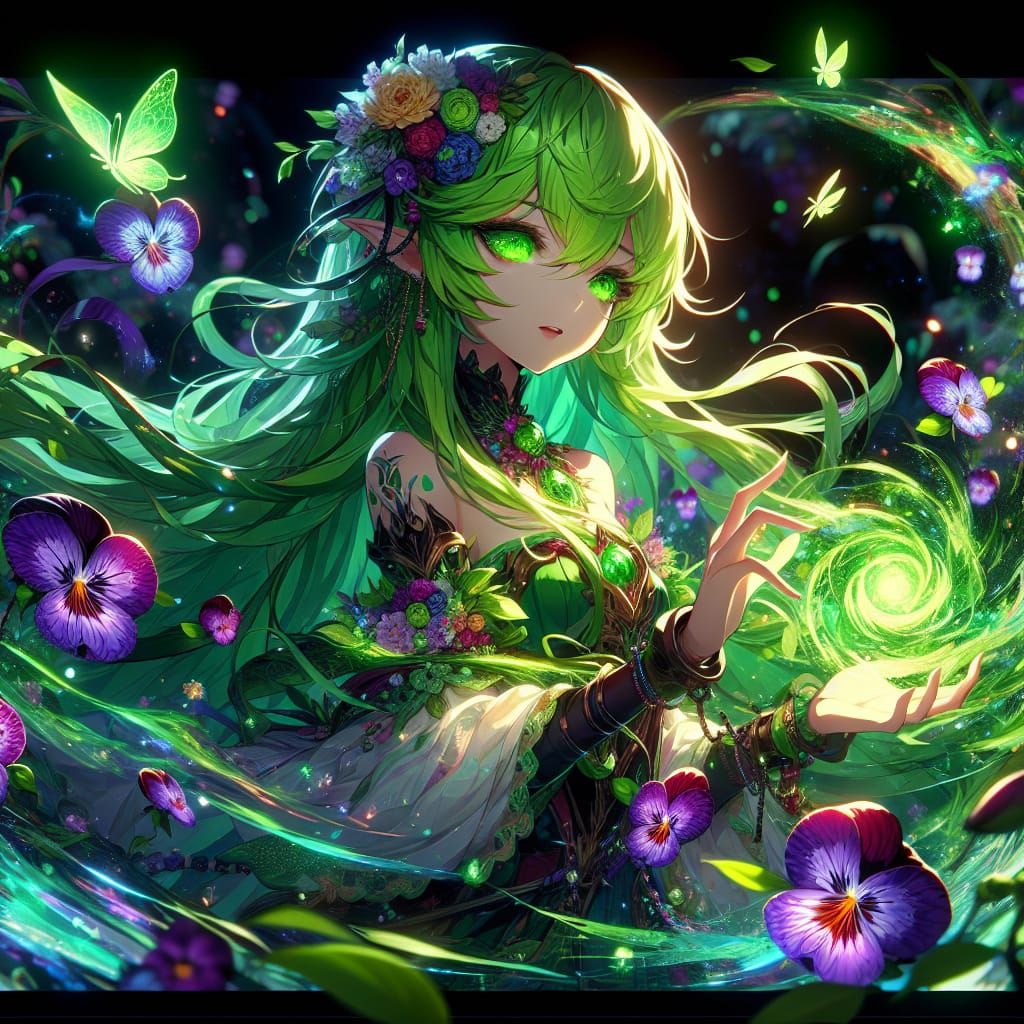Anime Elementalist Summons Pansies in Fantasy Style