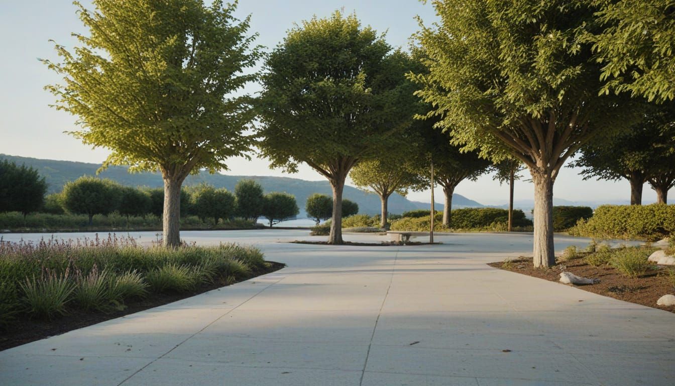 Frutiger Technozen Aesthetic: Minimalist Utopian Environment...