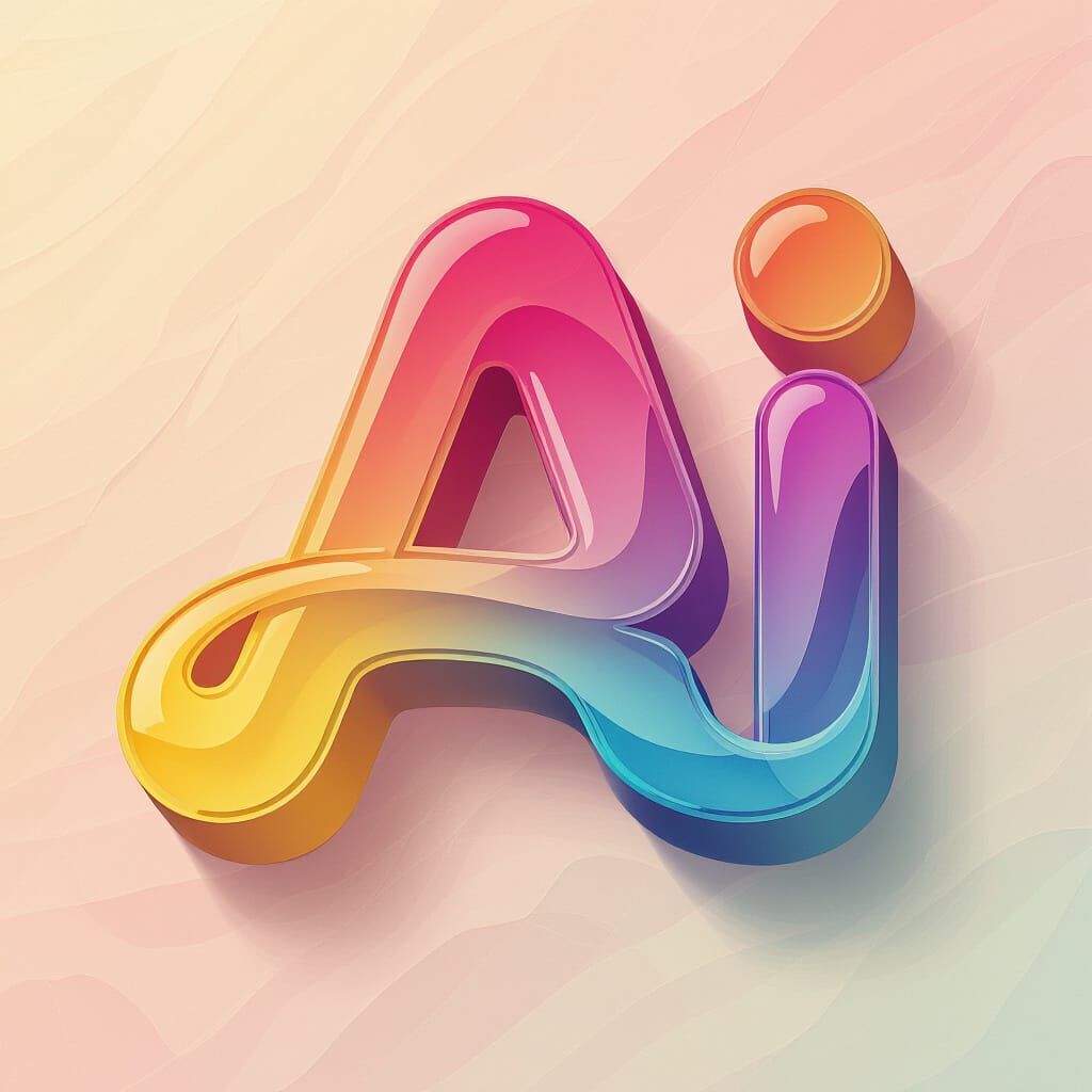 Abstract AI Logo with Flowing Letter A in 3D Art