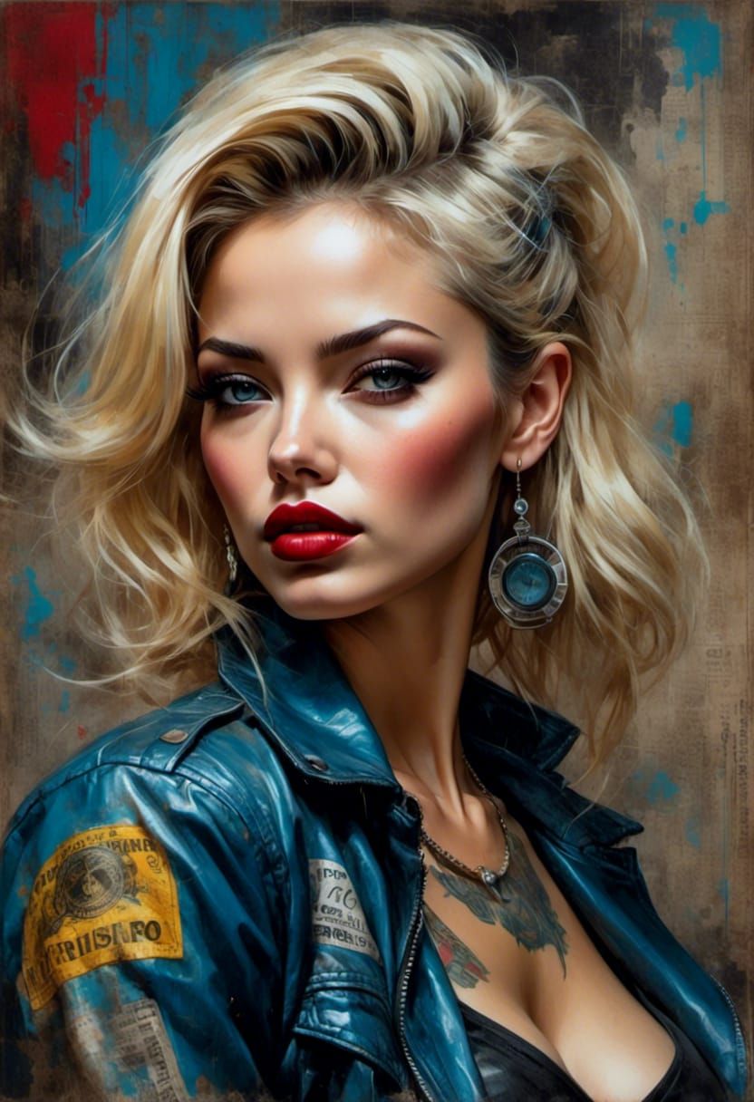 <lora:Grunge-Poster:1.0>Insanely beautiful Retro rockabilly ...