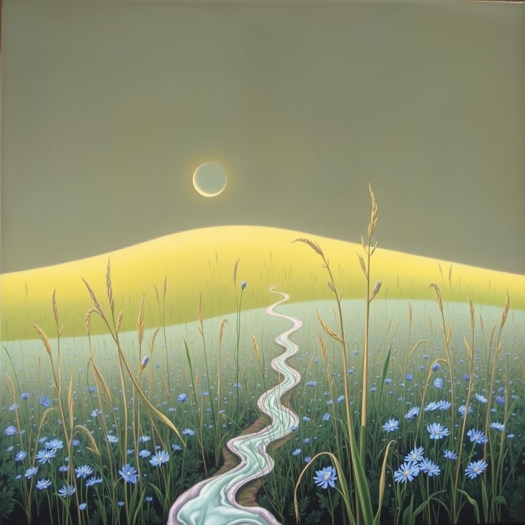 Surreal Grassy Hillside: A Dali-esque Landscape