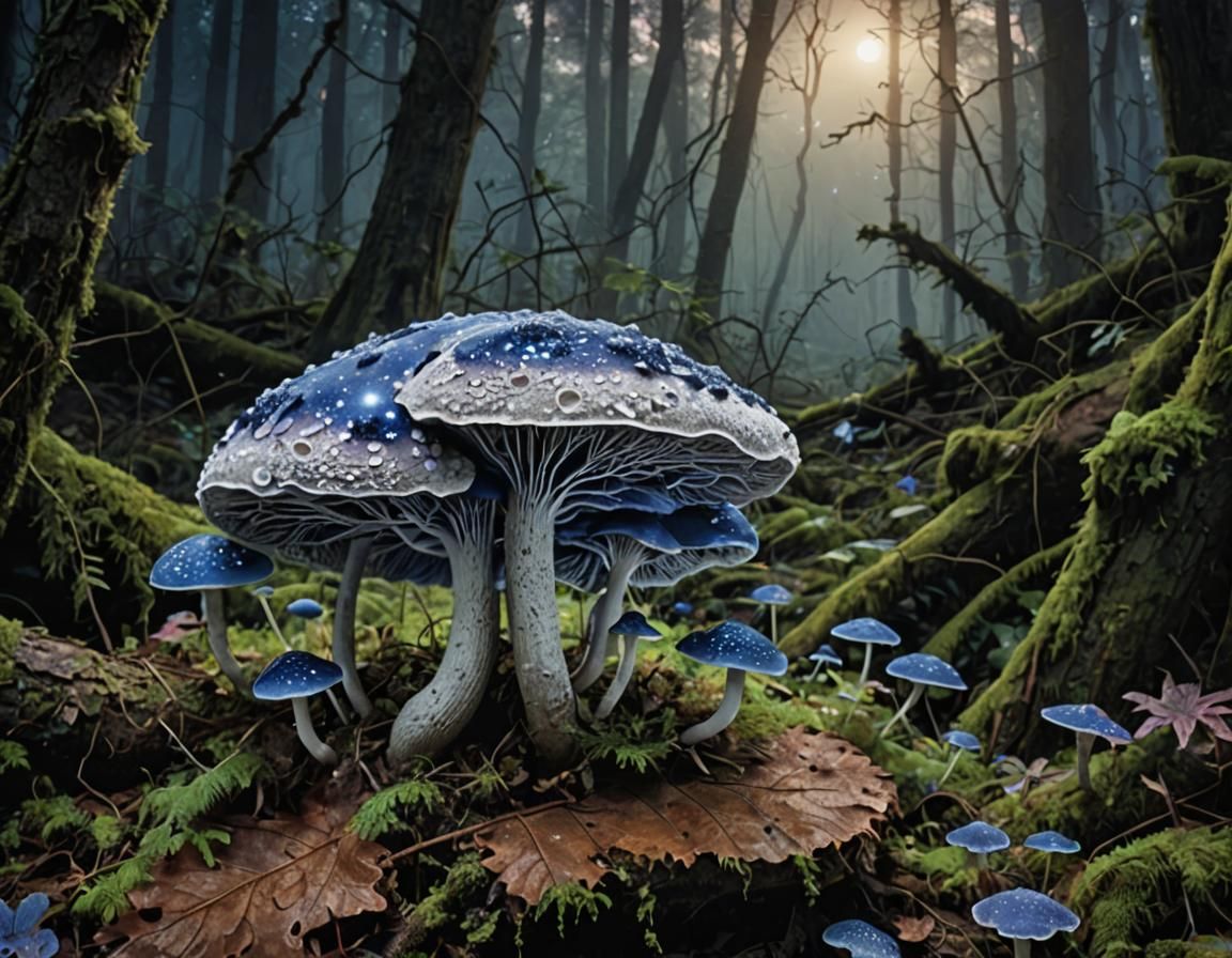 Enchanting Velvetmoon Fungus with Bioluminescent Glow