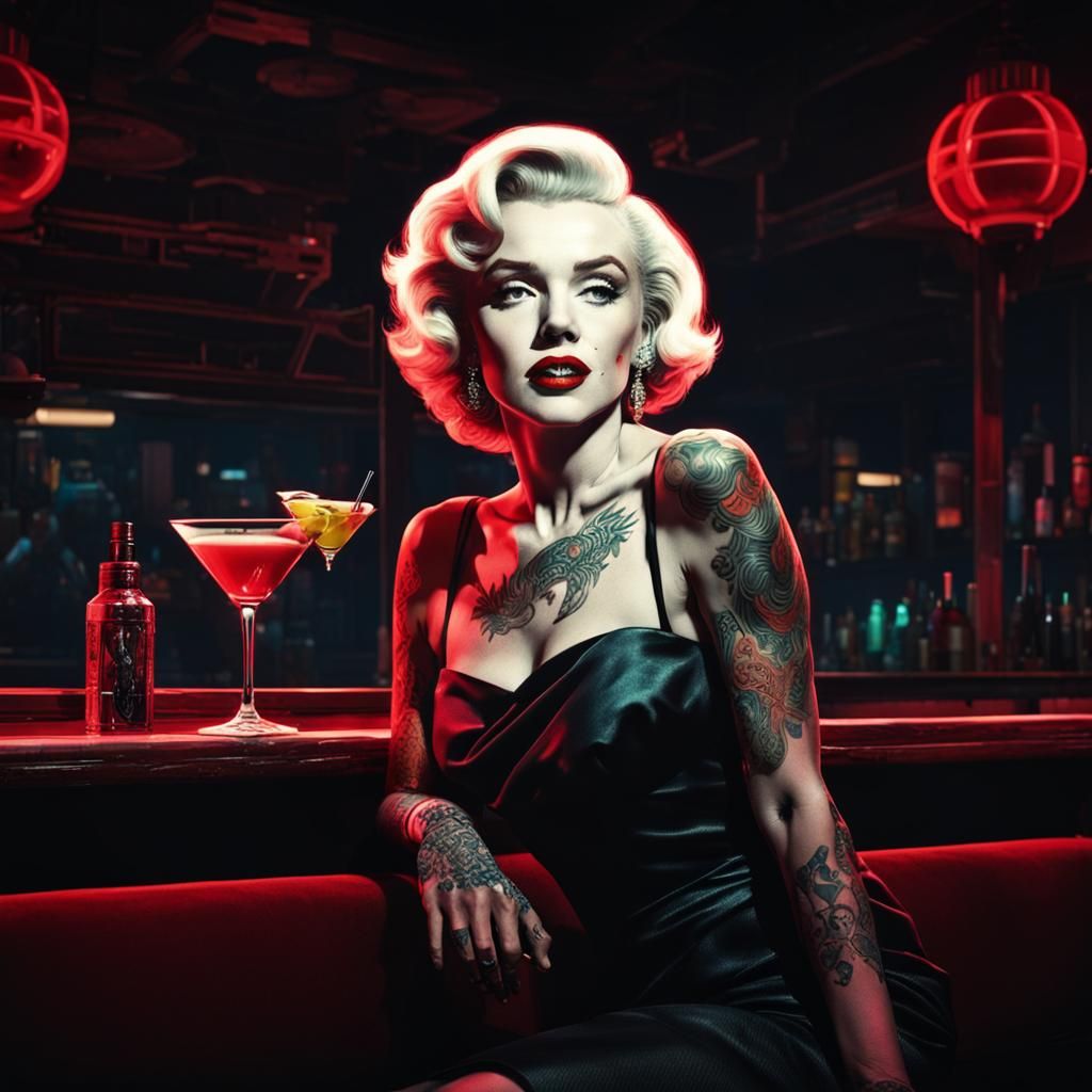 Marilyn Monroe in Cyberpunk 2049 Bar Scene