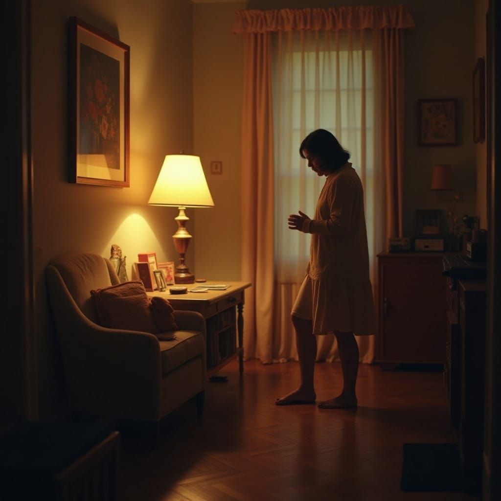 Timeless Moment in a Cozy Home, Captured in Cinematic Style