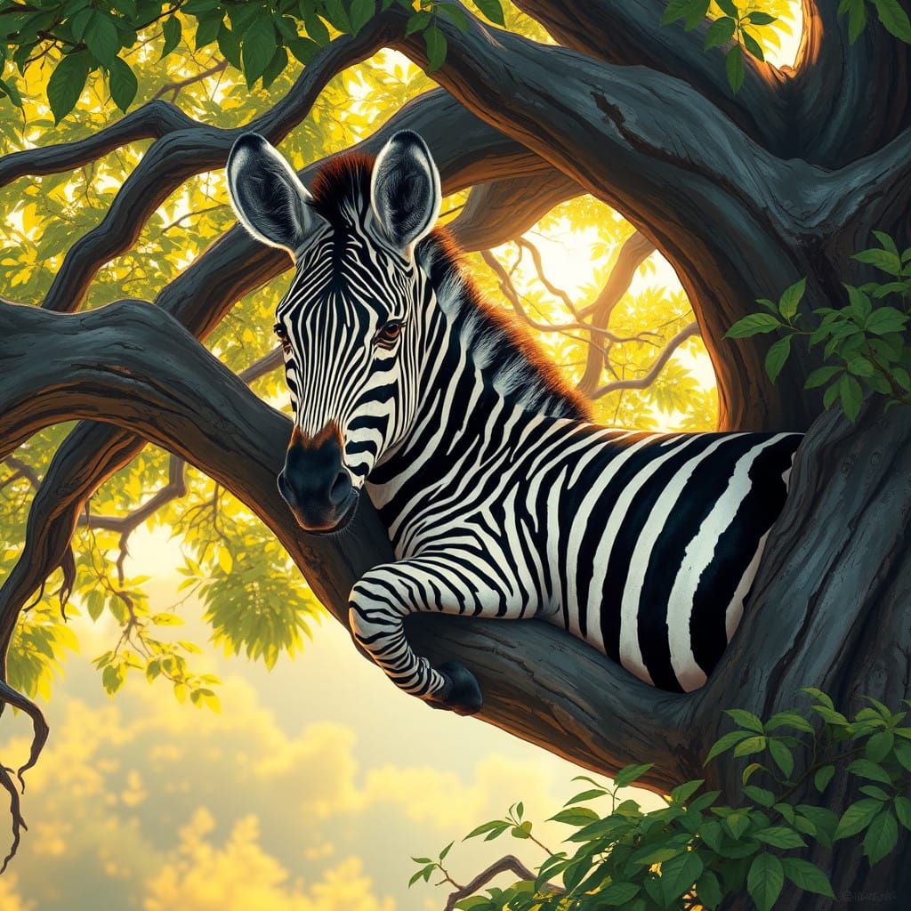 Surreal Zebra Scene in Dreamlike Landscape